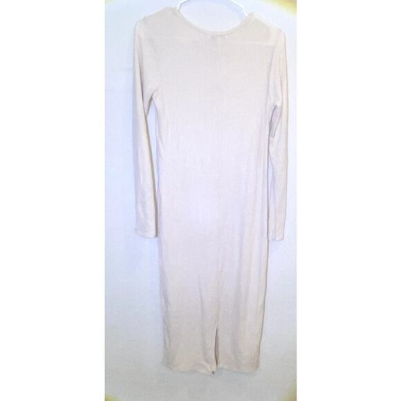 NWT Womens Cream Ribbed Slit Sweater Dress Size Medium - Picture 4 of 5